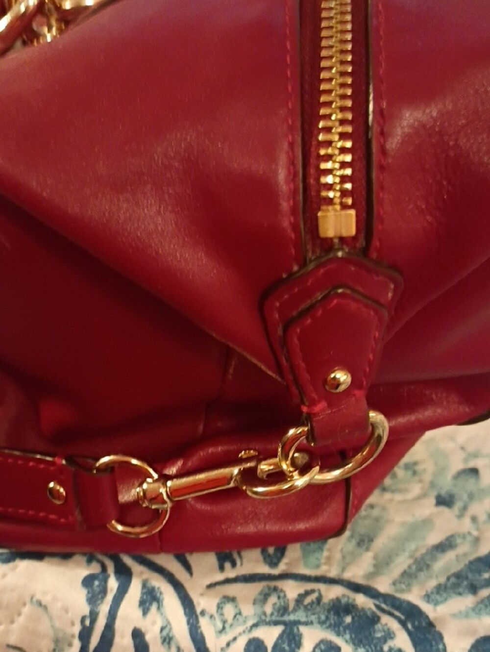 Coach Deep Red Leather Satchel with Gold Hardware - Picture 7 of 16